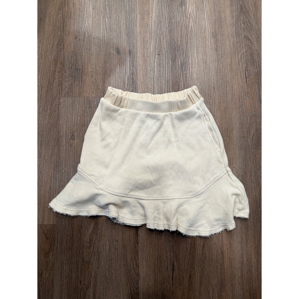 FP Beach Free People Skirt XS Ruffle Hem‎ Textured Knit Mini Cream